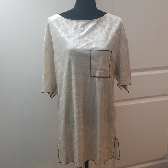 Zara Cream with black details Velvet Tunic Sz M. New without tags - Picture 4 of 8